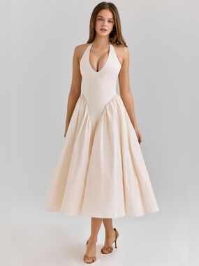 knee length dresses for ladies Clara Feather Trim Midi Dress - Black main image 0